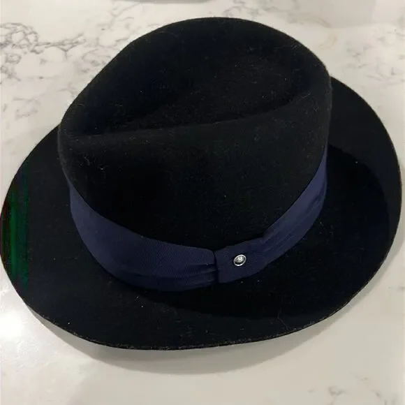 Rag & Bone Trilby Drape Band Fedora Hat Wool Black Size S  display picture 3